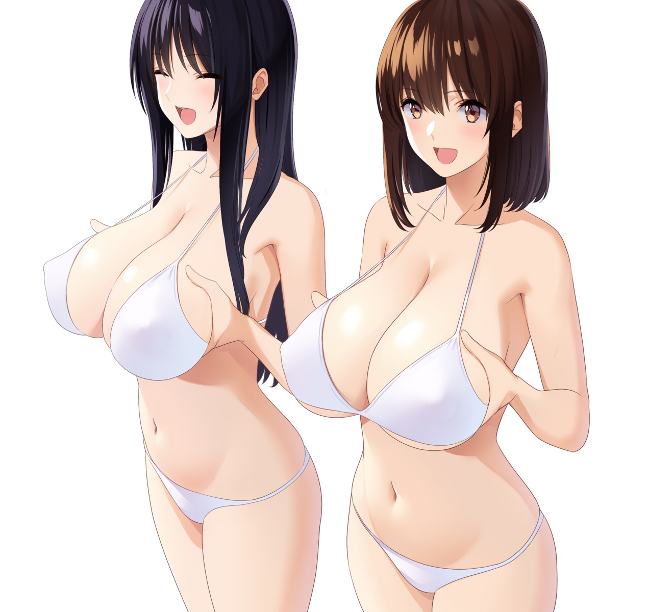 bikini breast_hold erect_nipples marui_koishi swimsuits