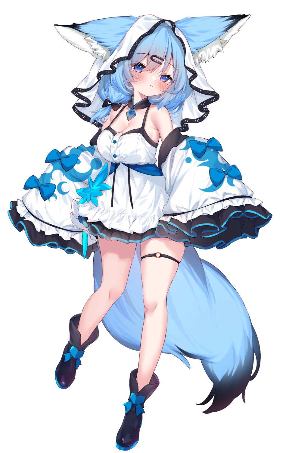 animal_ears cleavage garter kitsune leafpie_zaurus tail