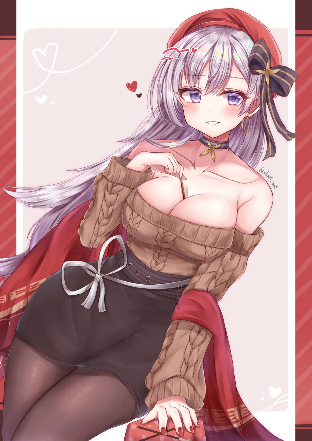 azur_lane belfast_(azur_lane) himeno_candy no_bra pantyhose sweater