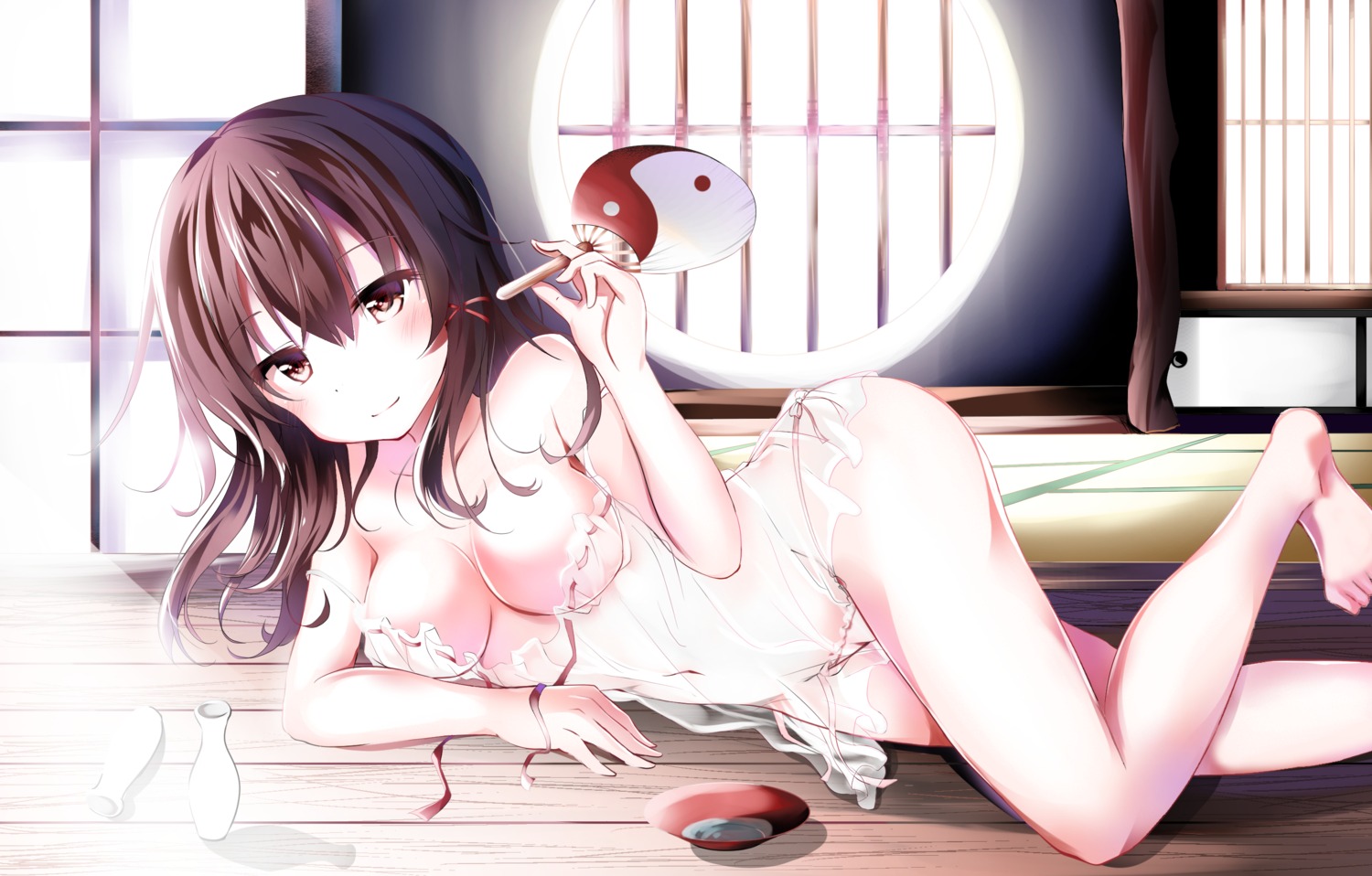 hakurei_reimu kuromiko_shoujo lingerie no_bra pantsu see_through touhou