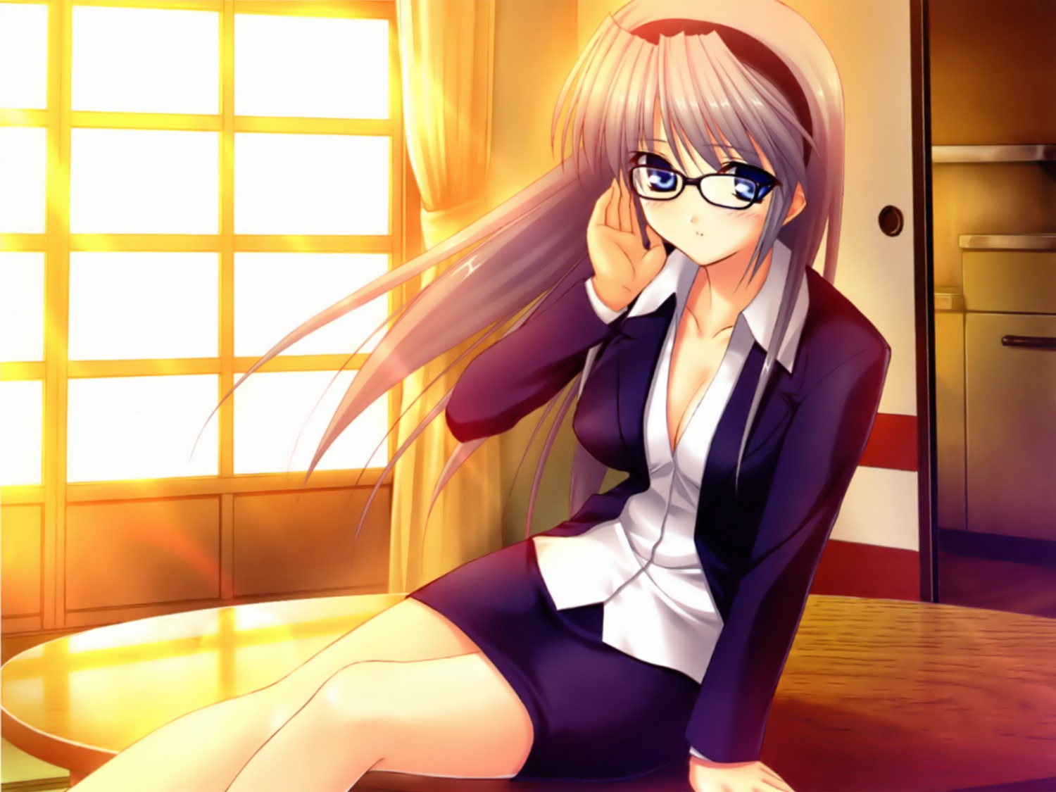 business_suit clannad cleavage fumio key megane sakagami_tomoyo tomoyo_after_~it's_a_wonderful_life~