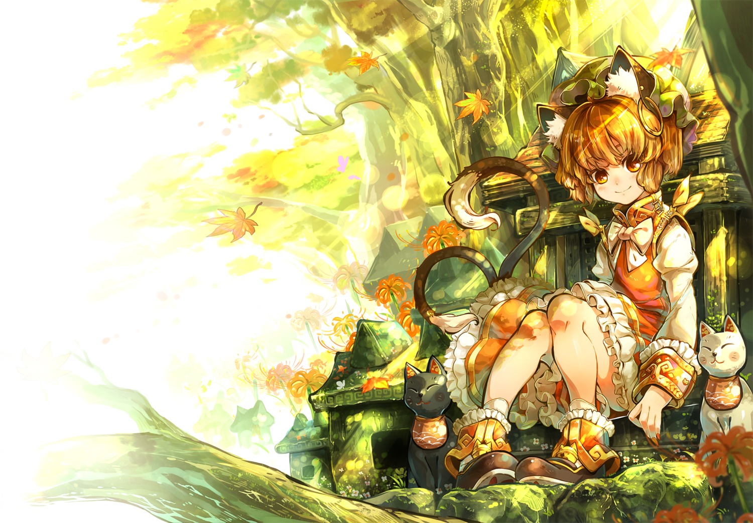 animal_ears chen ikeda_p-rou nekomimi tail touhou