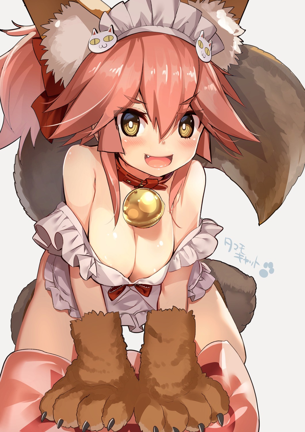 animal_ears fate/grand_order kitsune naked_apron tail tamamo_cat yamacchi