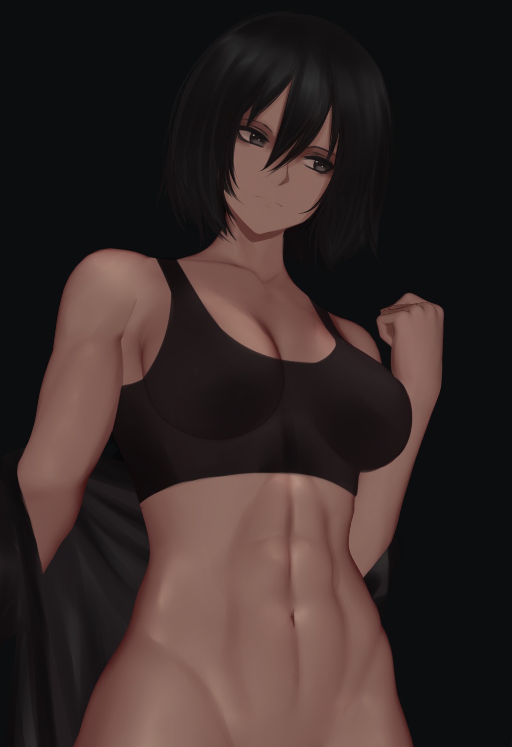 bottomless bra cleavage mikasa_ackerman shingeki_no_kyojin zaki_(zaki_btw)