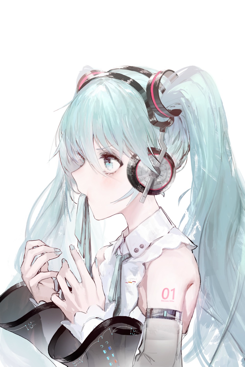 hatsune_miku headphones rsef tattoo vocaloid