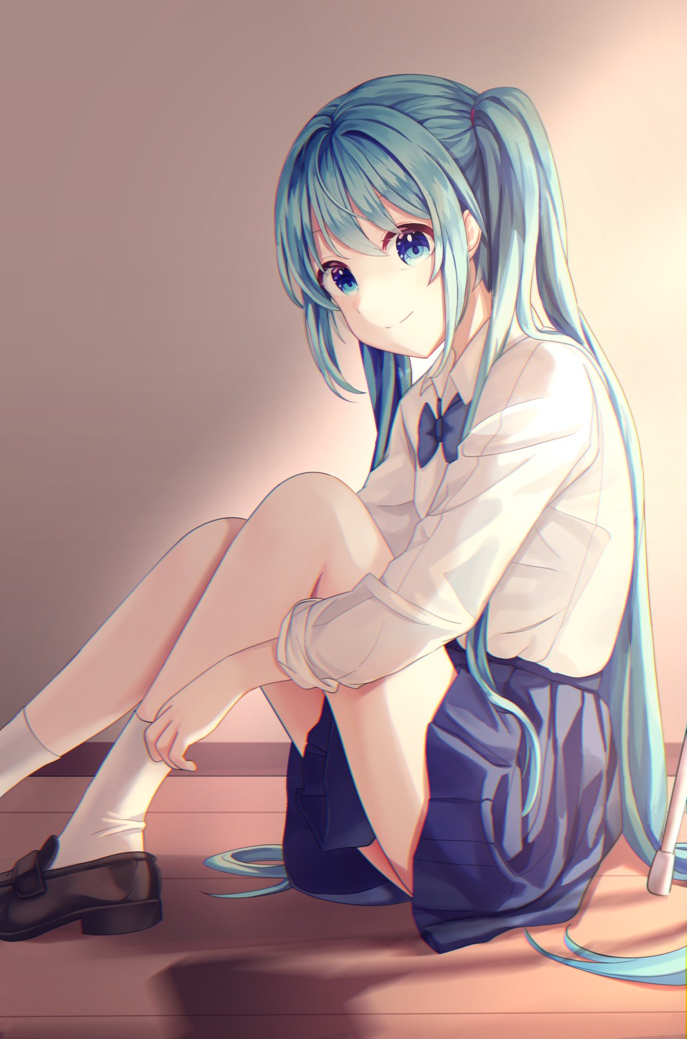 hatsune_miku ille seifuku skirt_lift vocaloid