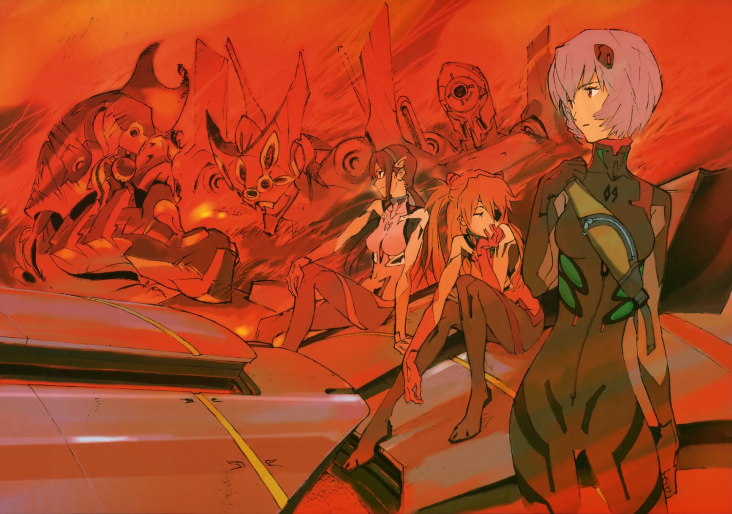 ayanami_rei bodysuit honda_takeshi makinami_mari_illustrious neon_genesis_evangelion souryuu_asuka_langley