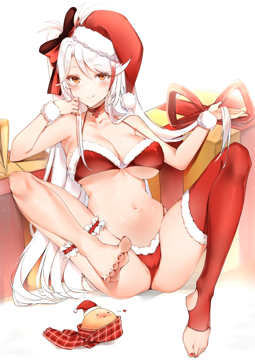 azur_lane bikini cameltoe christmas cleavage erect_nipples feet garter prinz_eugen_(azur_lane) swimsuits thighhighs thong yukineko1018