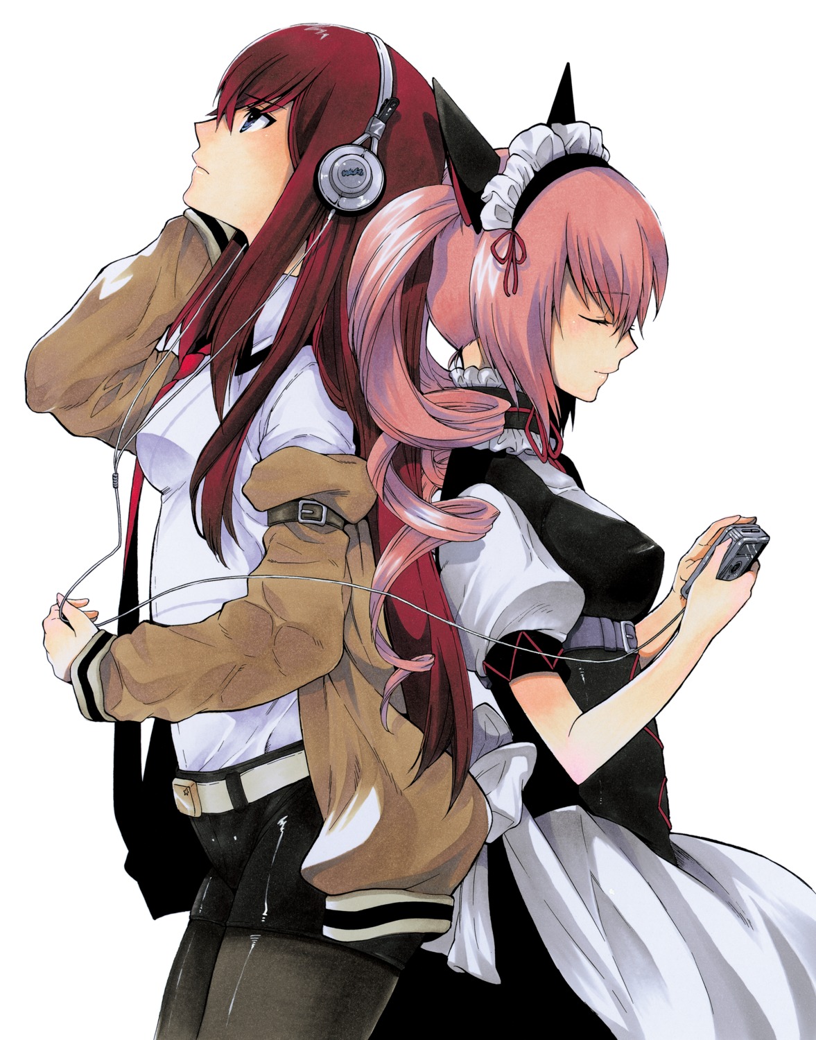 animal_ears faris_nyanyan headphones maid makise_kurisu naruie_shinichiro nekomimi pantyhose steins;gate