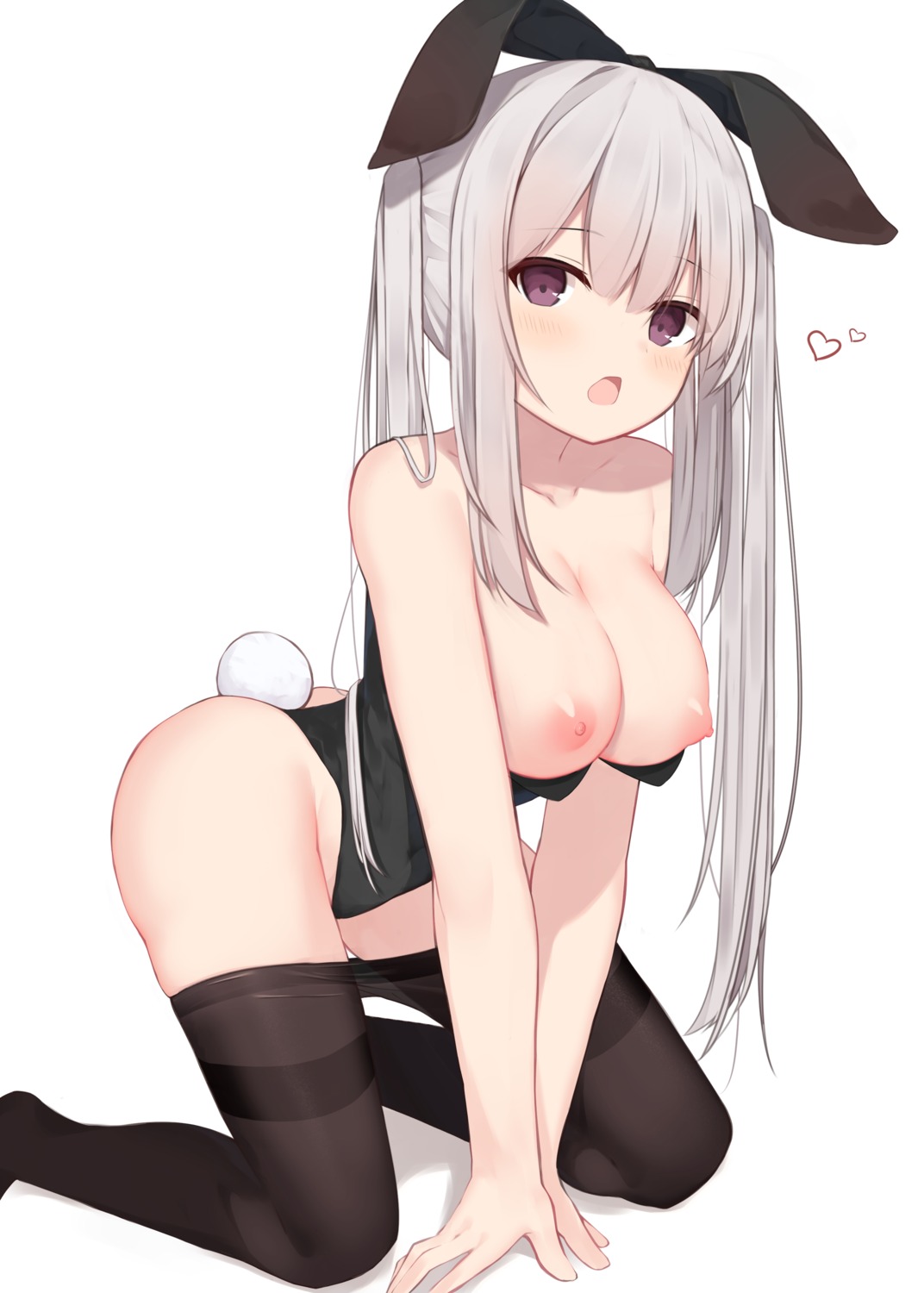 animal_ears breasts bunny_ears bunny_girl memekko nipples no_bra pantyhose tail