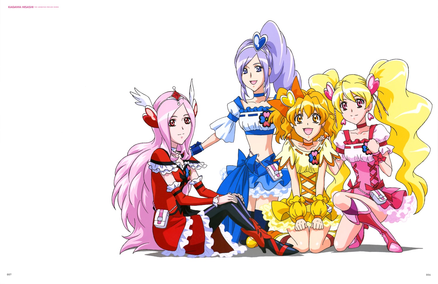 aono_miki dress fresh_pretty_cure! heels higashi_setsuna momozono_love pantyhose pretty_cure thighhighs yamabuki_inori