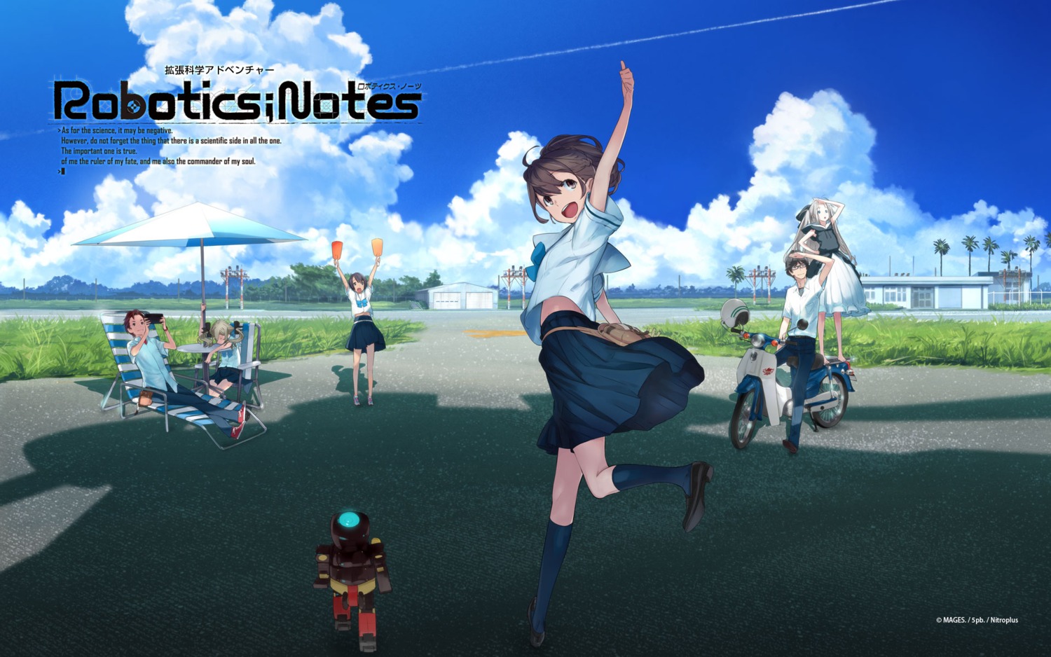 airi_(robotics;notes) daitoku_junna dress fukuda_tomonori hidaka_subaru jpeg_artifacts koujiro_frau mages. megane robotics;notes seifuku senomiya_akiho wallpaper yashio_kaito