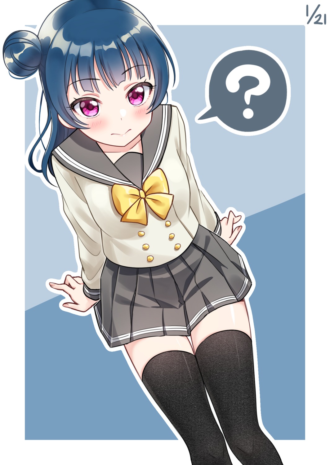 deadnooodles love_live!_sunshine!! seifuku thighhighs tsushima_yoshiko