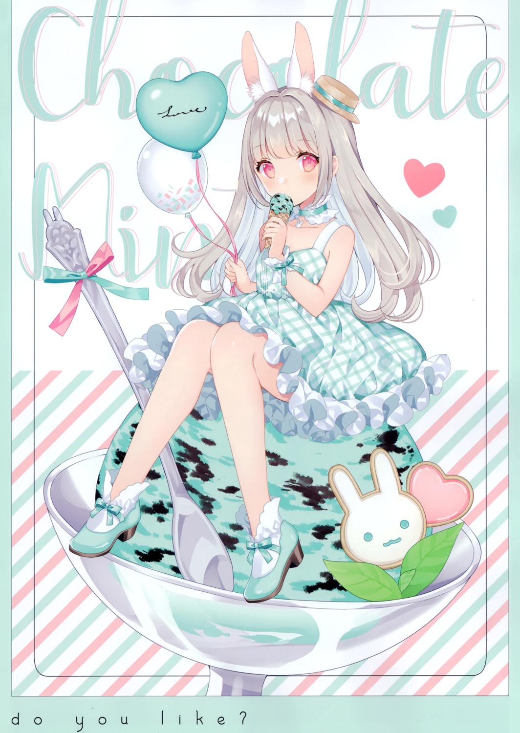 animal_ears bunny_ears dress w.label wasabi_(sekai)