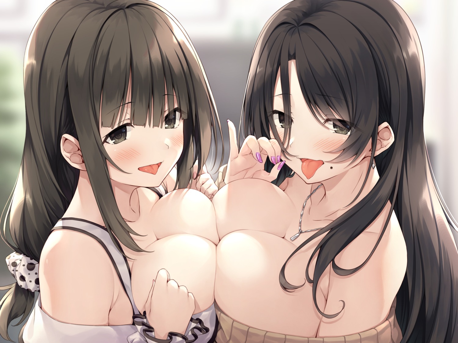 hasumi_(hasubatake39) no_bra sweater symmetrical_docking whisp