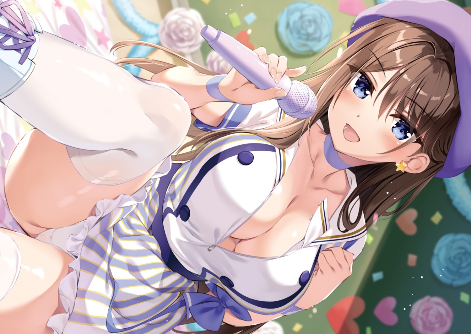 boku_no_kanojo_sensei cameltoe detexted fujiki_maka no_bra open_shirt oryou pantsu skirt_lift thighhighs uniform