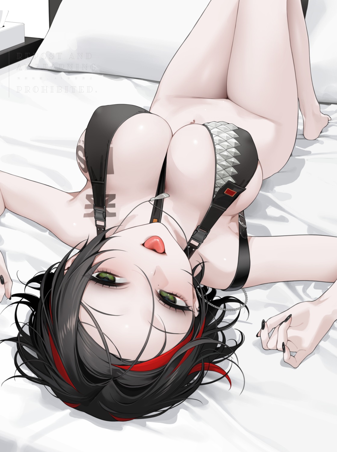 bikini_top bottomless erect_nipples ohisashiburi pussy swimsuits tattoo