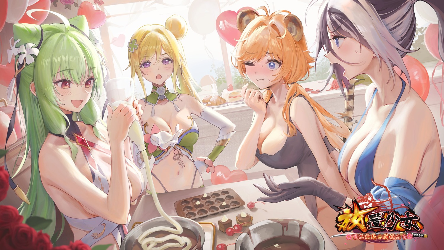 ameyame animal_ears cleavage houchi_shoujo nekomimi no_bra valentine