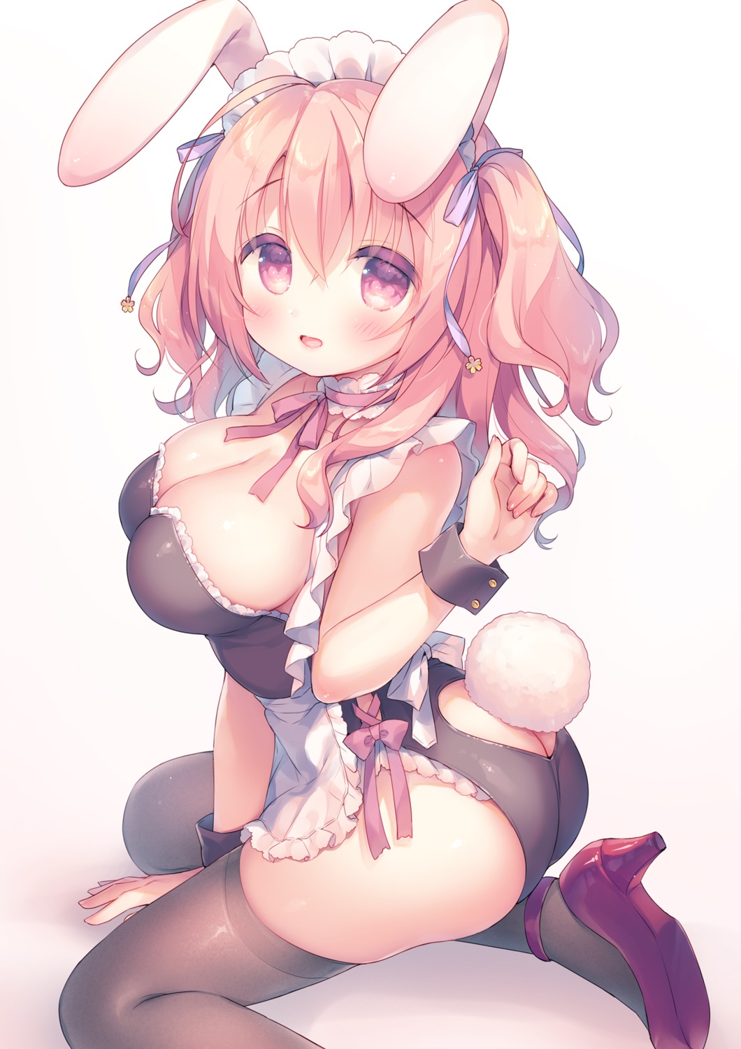 animal_ears ass bunny_ears bunny_girl heels maid no_bra nopan tail thighhighs usashiro_mani