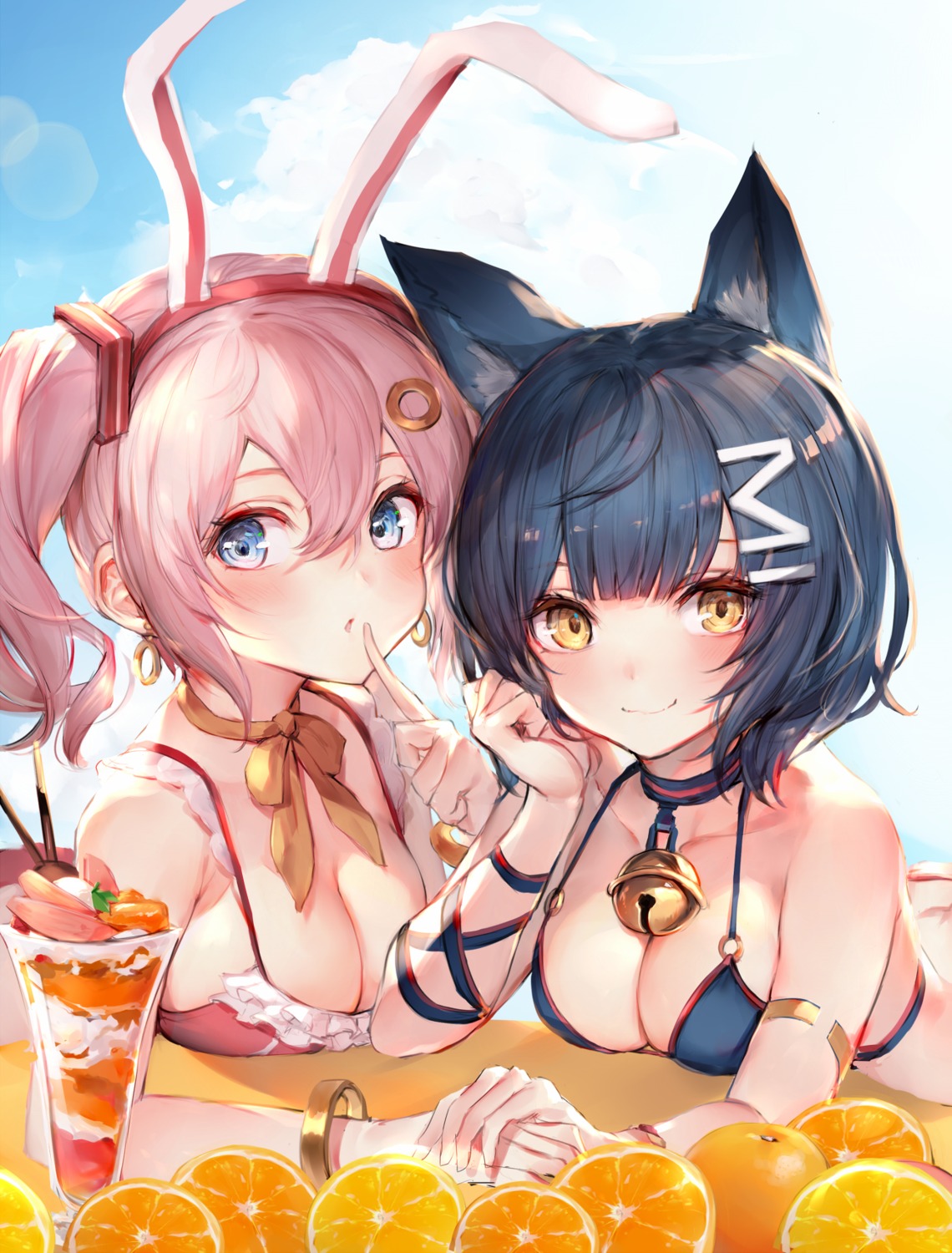 animal_ears bikini bunny_ears cleavage nekomimi oyu_(sijimisizimi) swimsuits tail