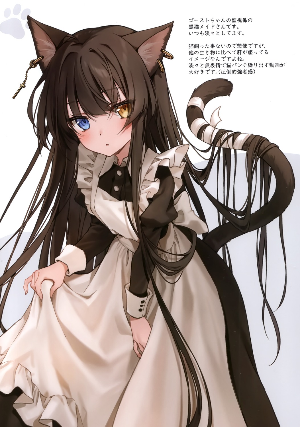 animal_ears bandages heterochromia kakao_rantan maid nekomimi skirt_lift tail