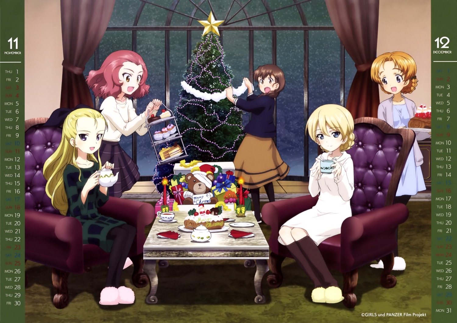 assam calendar christmas darjeeling dress girls_und_panzer orange_pekoe pantyhose rosehip rukuriri sweater