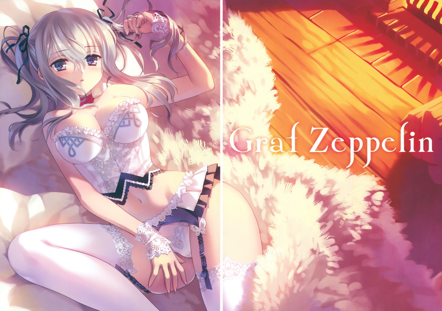 cameltoe carnelian cleavage gap garter_belt graf_zeppelin_(kancolle) kantai_collection lingerie pantsu stockings thighhighs