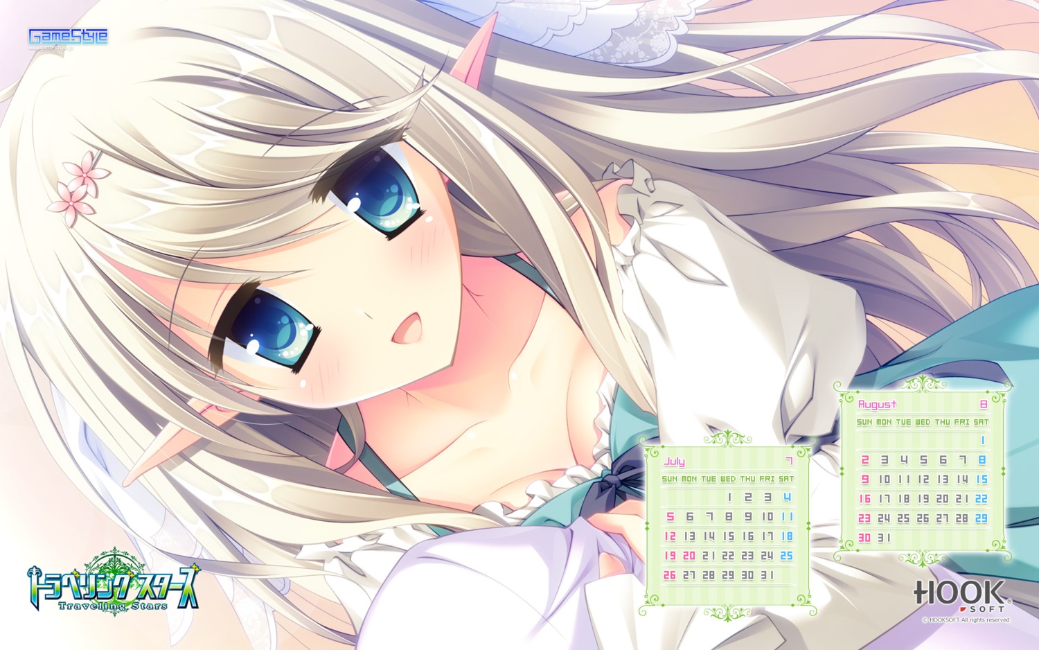 calendar cleavage dress elf game-style hook matsushita_makako pointy_ears traveling_stars wallpaper zirconia_salvatore