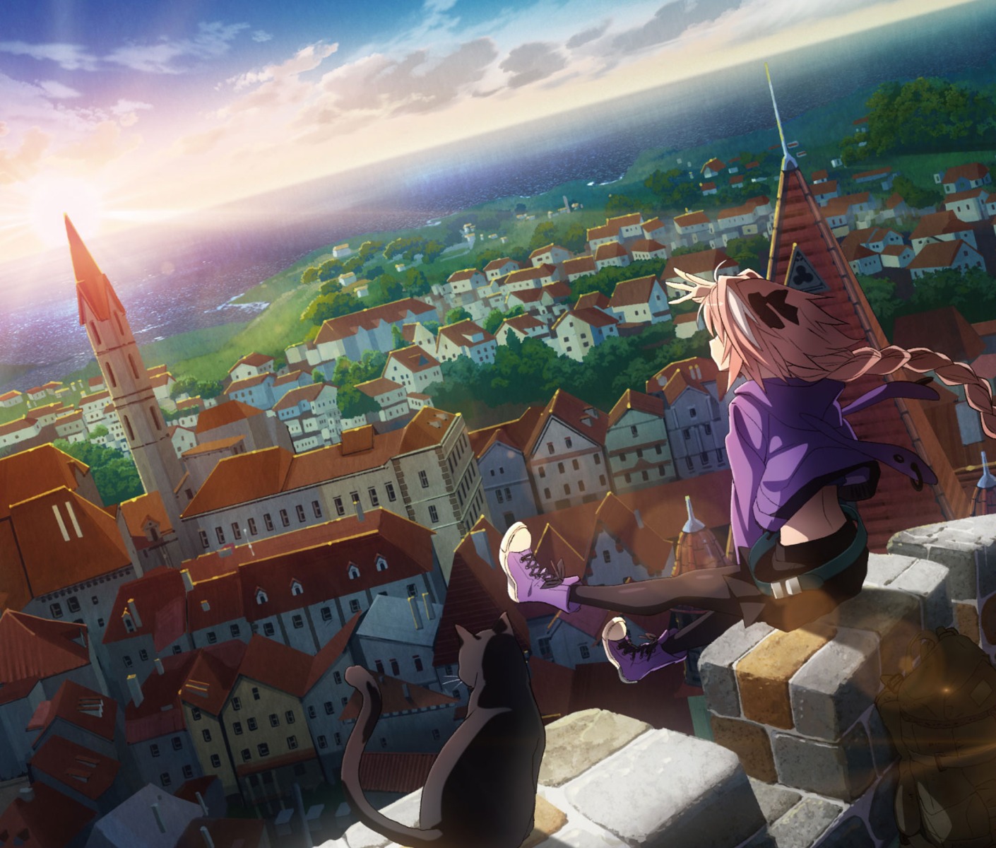 fate/apocrypha fate/stay night astolfo (fate) landscape neko pantyhose ...