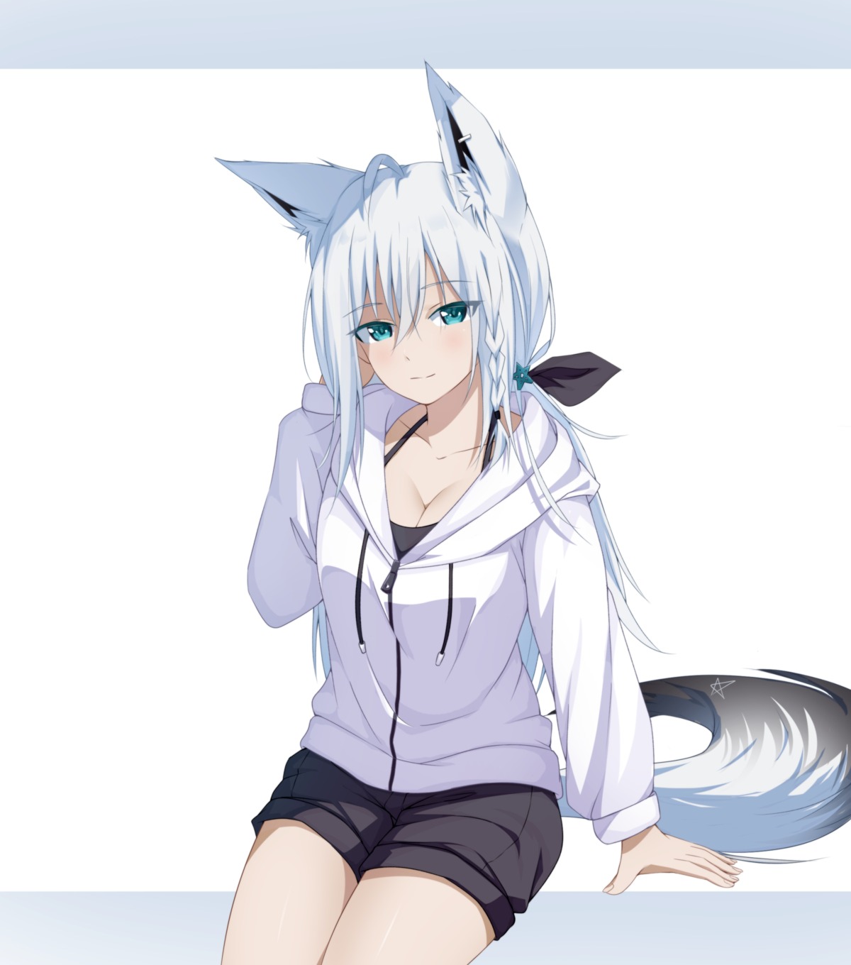 animal_ears cleavage hololive hololive_gamers kitsune nash11 shirakami_fubuki tail