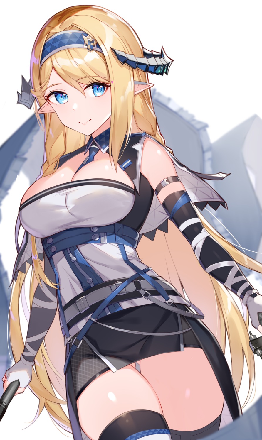 arknights horns rikoma saileach_(arknights) thighhighs