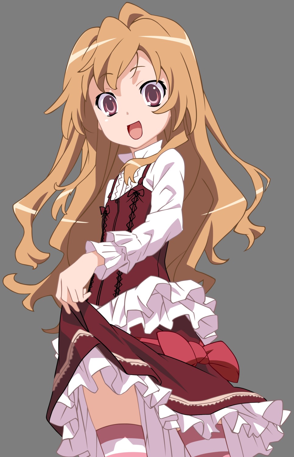 aisaka_taiga skirt_lift tanaka_masayoshi thighhighs toradora! transparent_png vector_trace