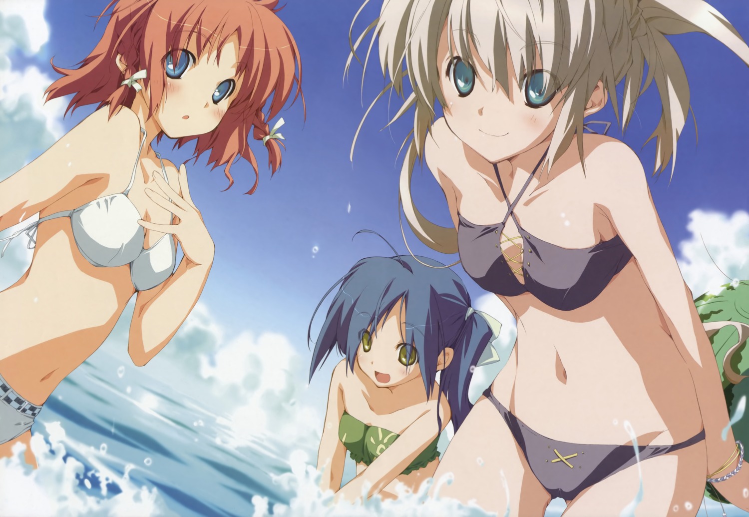 amagahara_inaho bikini cameltoe cleavage favorite happy_marguerite kokonoka nishinomiya_shizuru rindou_saki swimsuits wet