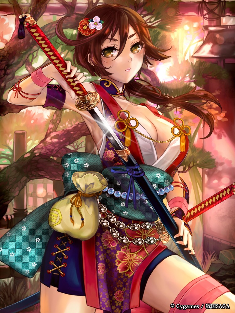 cleavage japanese_clothes pisuke shingeki_no_bahamut sword