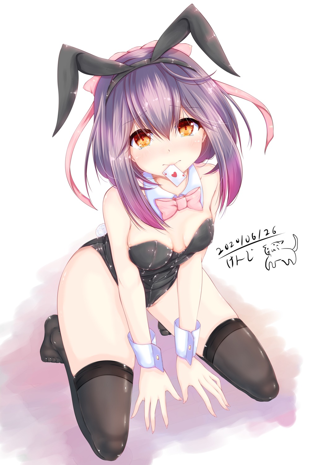 animal_ears arashiyama_kenji bunny_ears bunny_girl no_bra tail thighhighs