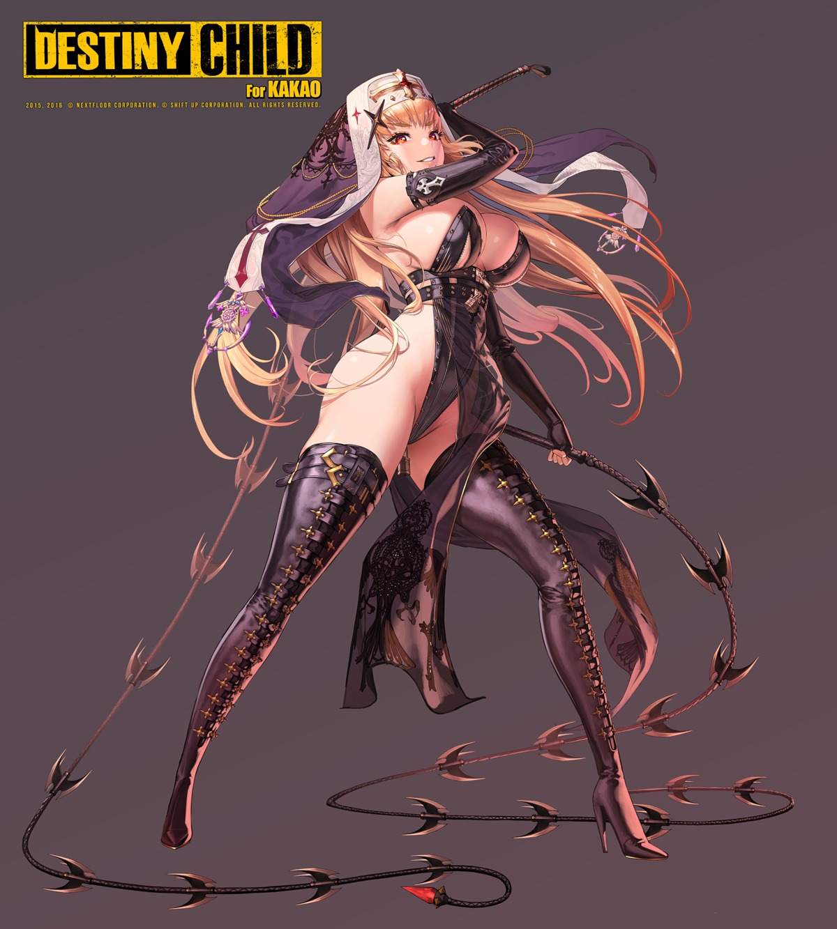 destiny_child heels leotard no_bra nun see_through shift_up thighhighs weapon zig90