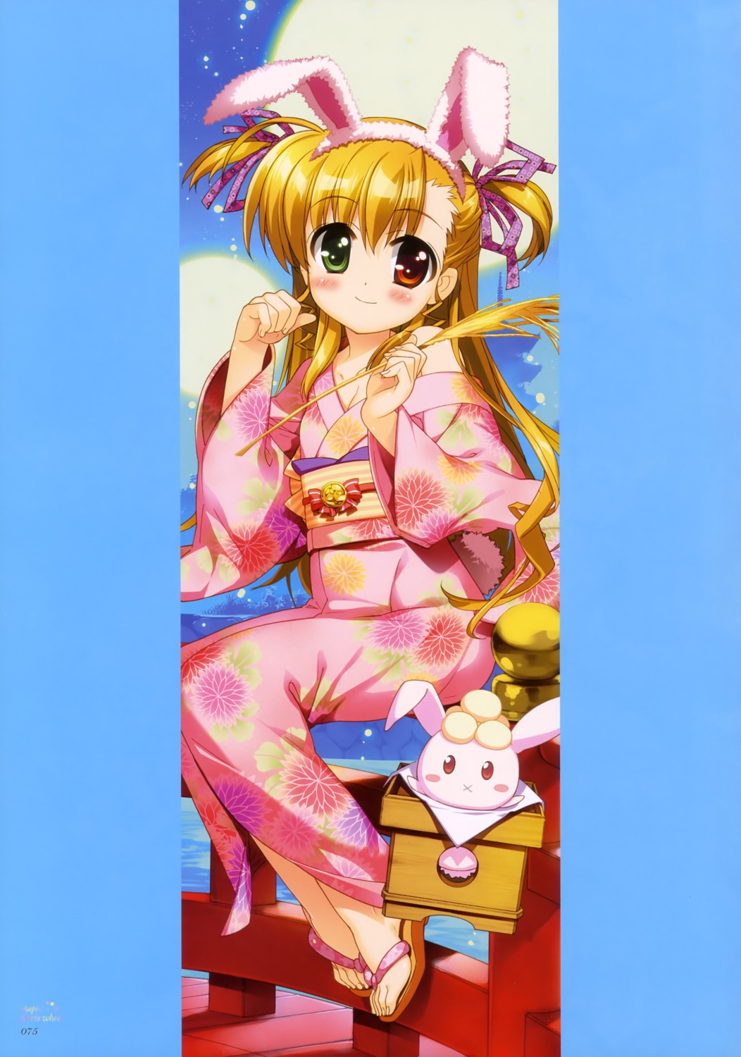 animal_ears bunny_ears cleavage fujima_takuya heterochromia mahou_shoujo_lyrical_nanoha mahou_shoujo_lyrical_nanoha_vivid sacred_heart vivio yukata