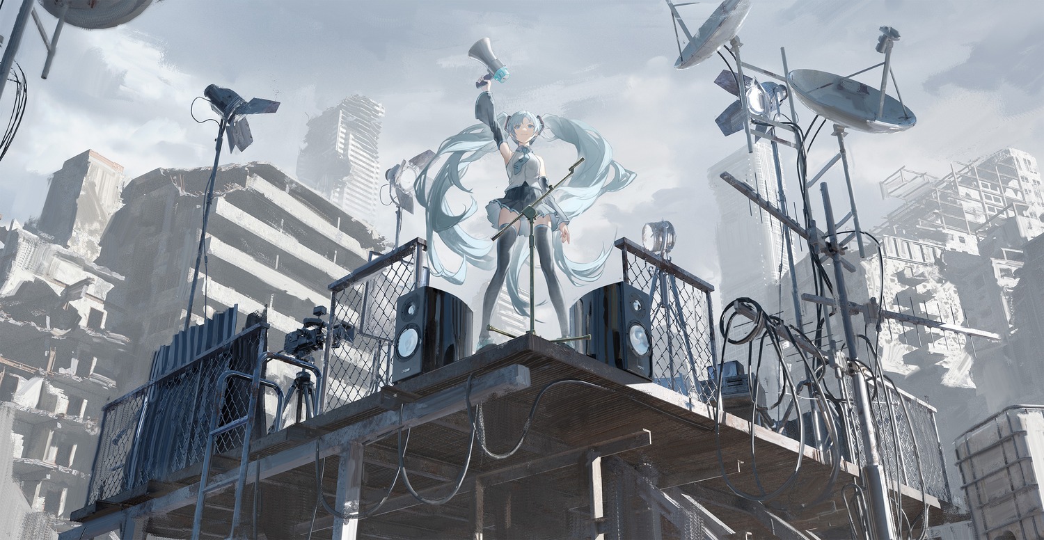 ata-zhubo hatsune_miku landscape thighhighs vocaloid