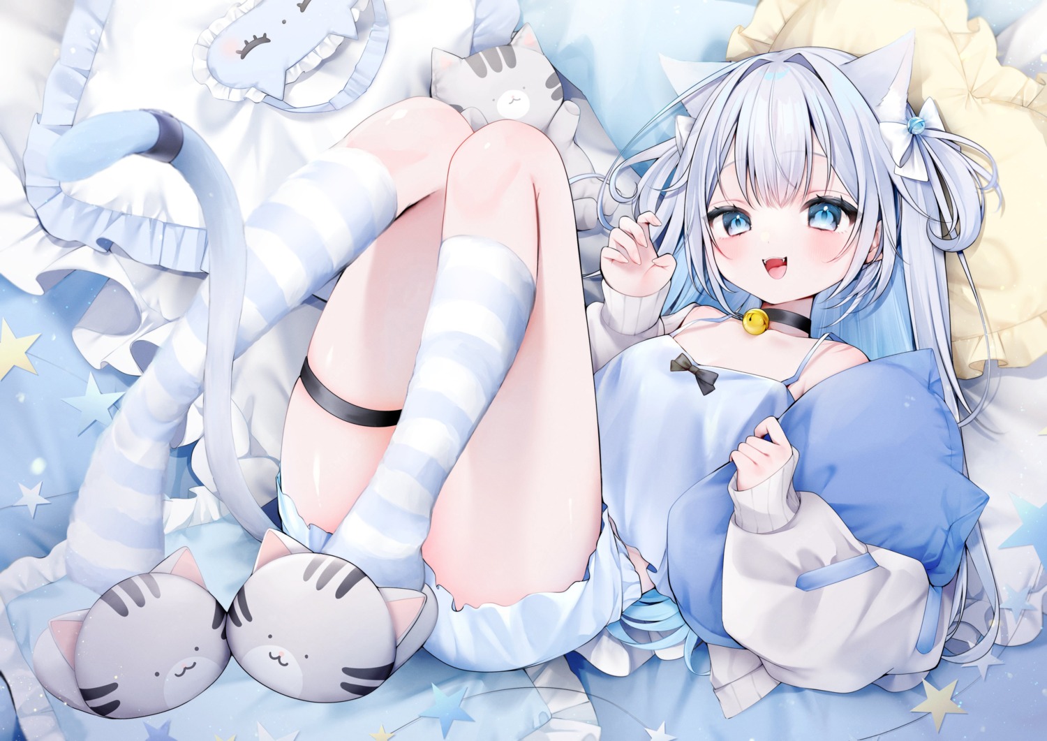 animal_ears bloomers detexted garter iriam mihanada_mimu miko_suuuuu nekomimi pajama sweater tail