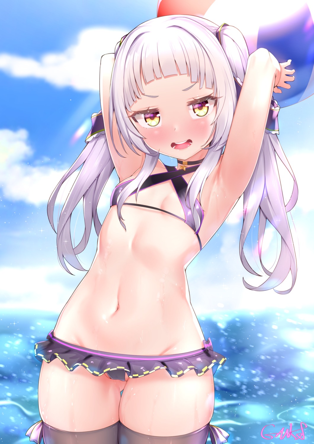 bikini gmkj hololive loli murasaki_shion swimsuits thighhighs