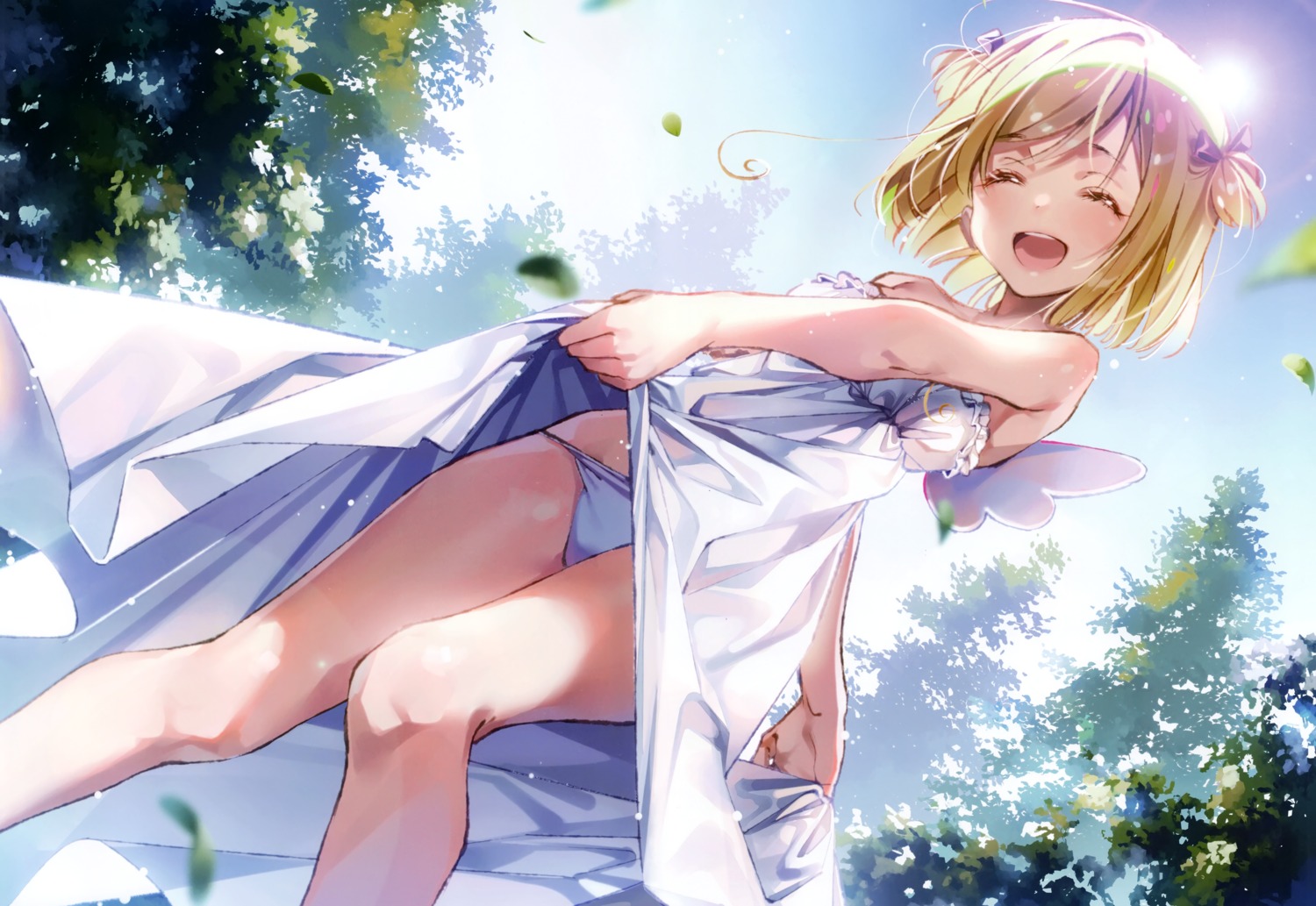 dress dsmile pantsu skirt_lift summer_dress tsundere_is_love wings