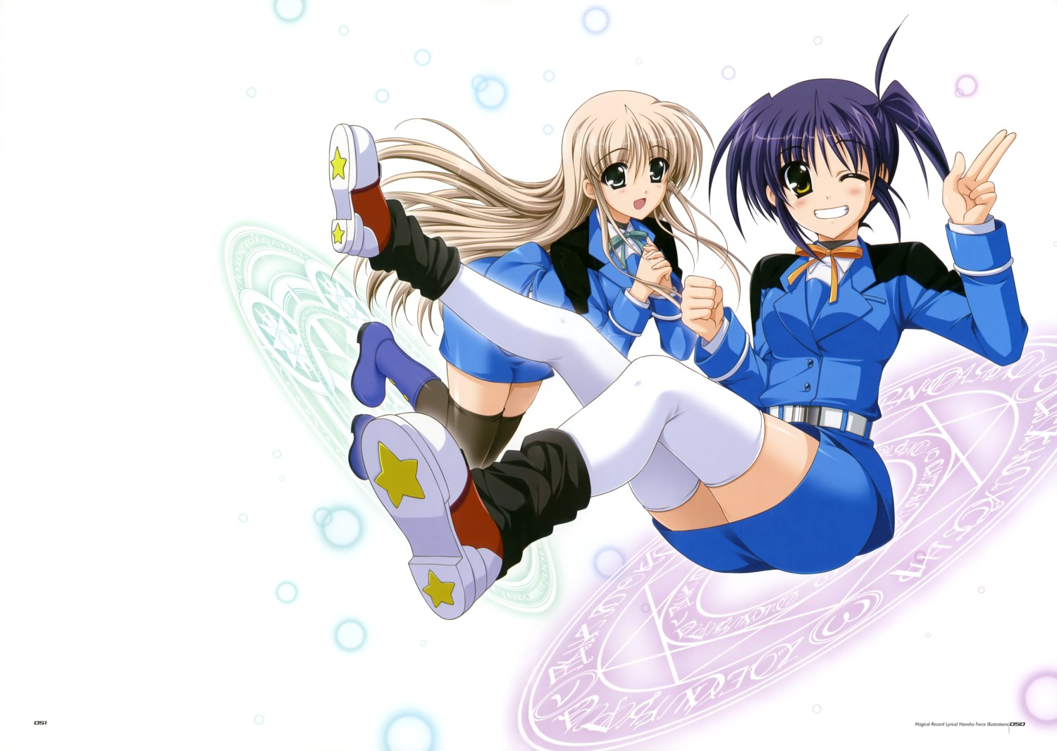 higa_yukari isis_eaglet jpeg_artifacts lily_strosek mahou_senki_lyrical_nanoha_force mahou_shoujo_lyrical_nanoha thighhighs