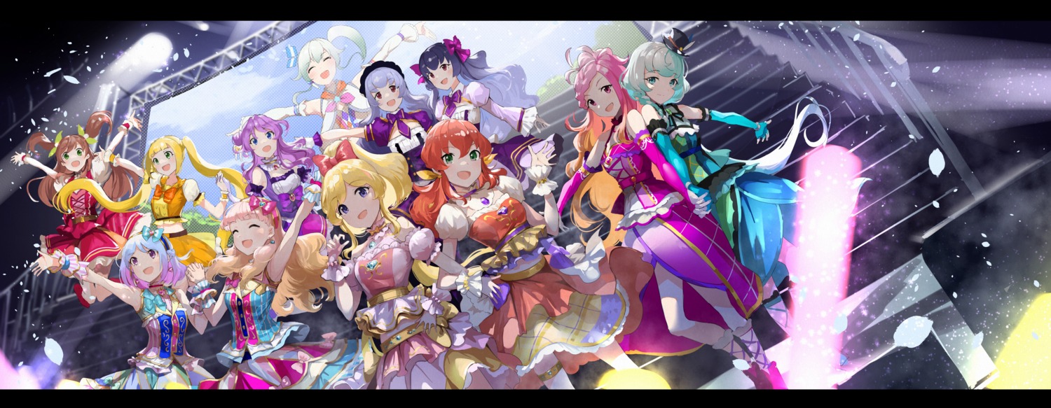 aikatsu! aikatsu_friends! alicia_charlotte asuka_mirai chono_maika coco_(aikatsu_friends!) dress hinata_ema_(aikatsu_friends!) kamishiro_karen koruse minato_mio shirayuri_kaguya shirayuri_sakuya tenshou_hibiki yuuki_aine