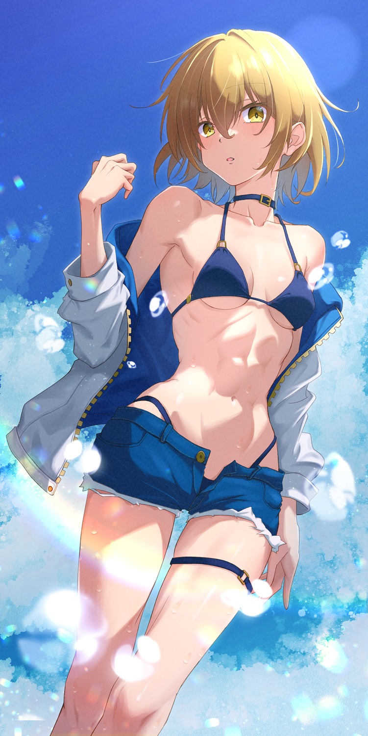 bikini garter kusakari_senjuro open_shirt swimsuits