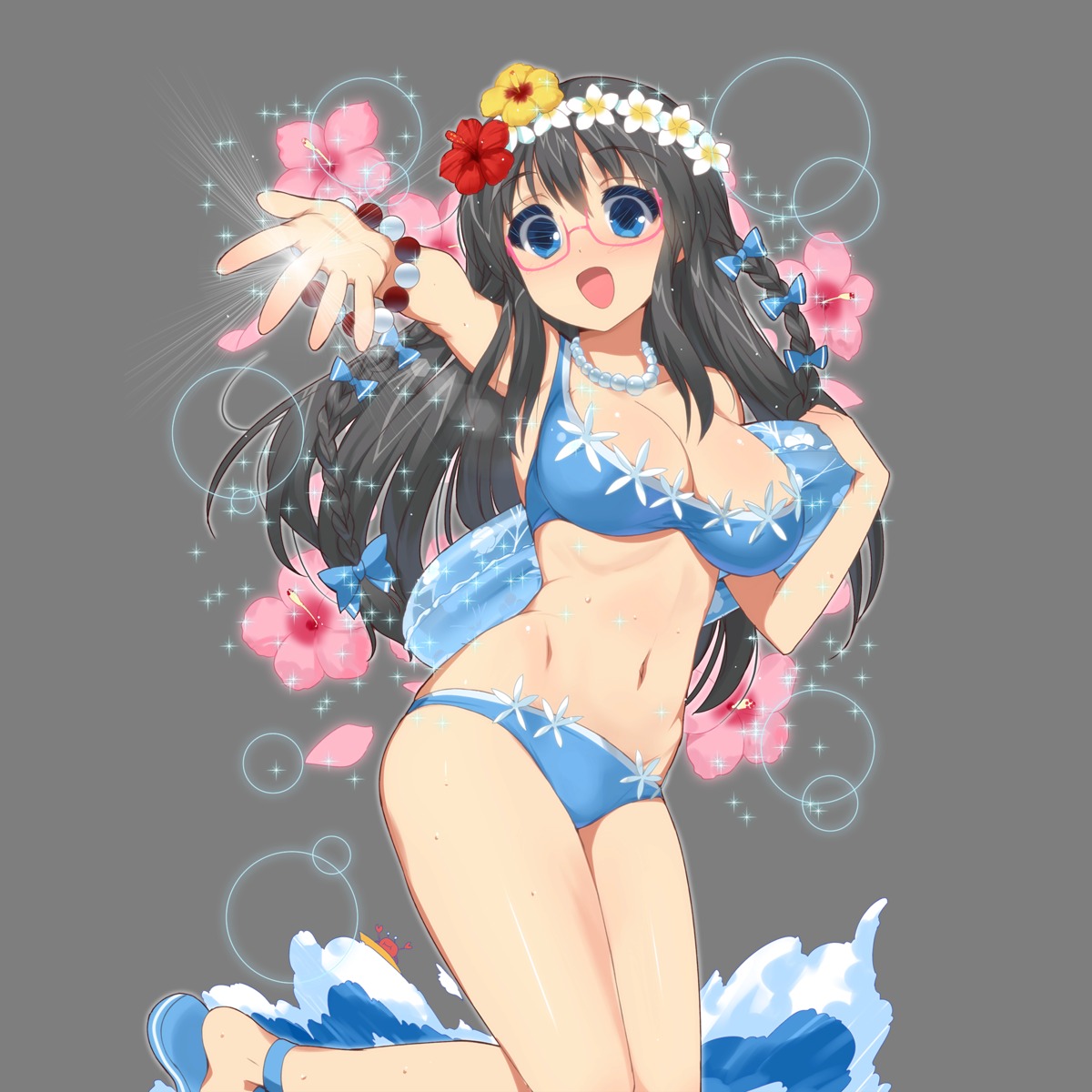 bikini cleavage kusaka_souji megane swimsuits transparent_png