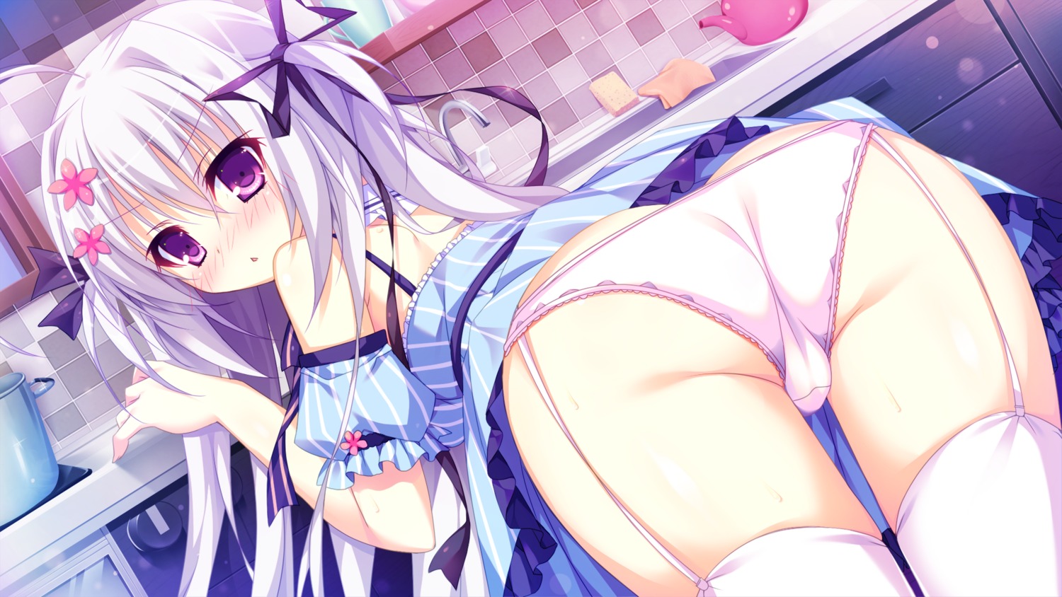 ass cameltoe dress escu:de game_cg hanabishi_honoka panical_confusion pantsu shiromochi_sakura stockings thighhighs