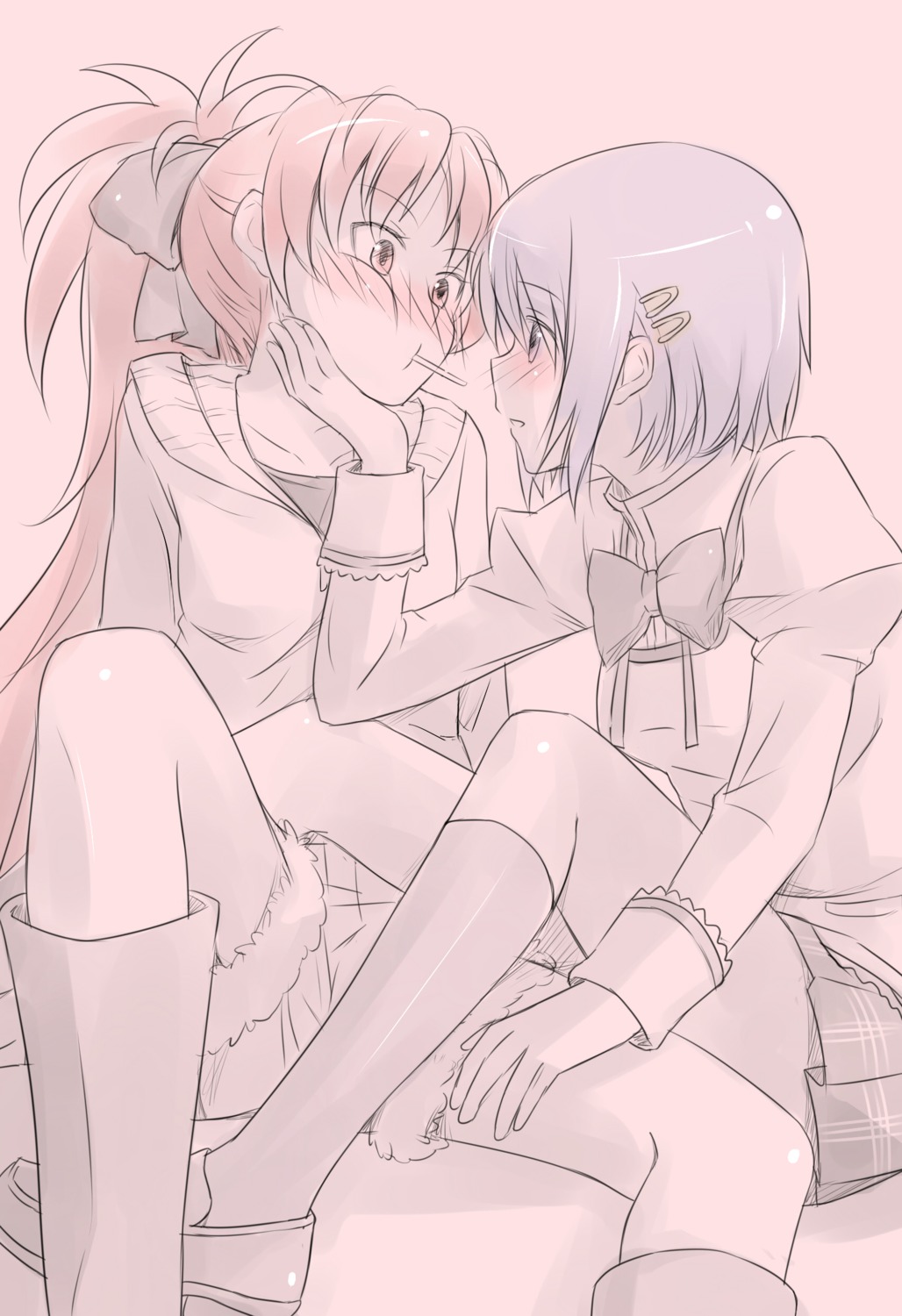 miki_sayaka misu_kasumi puella_magi_madoka_magica sakura_kyouko seifuku yuri