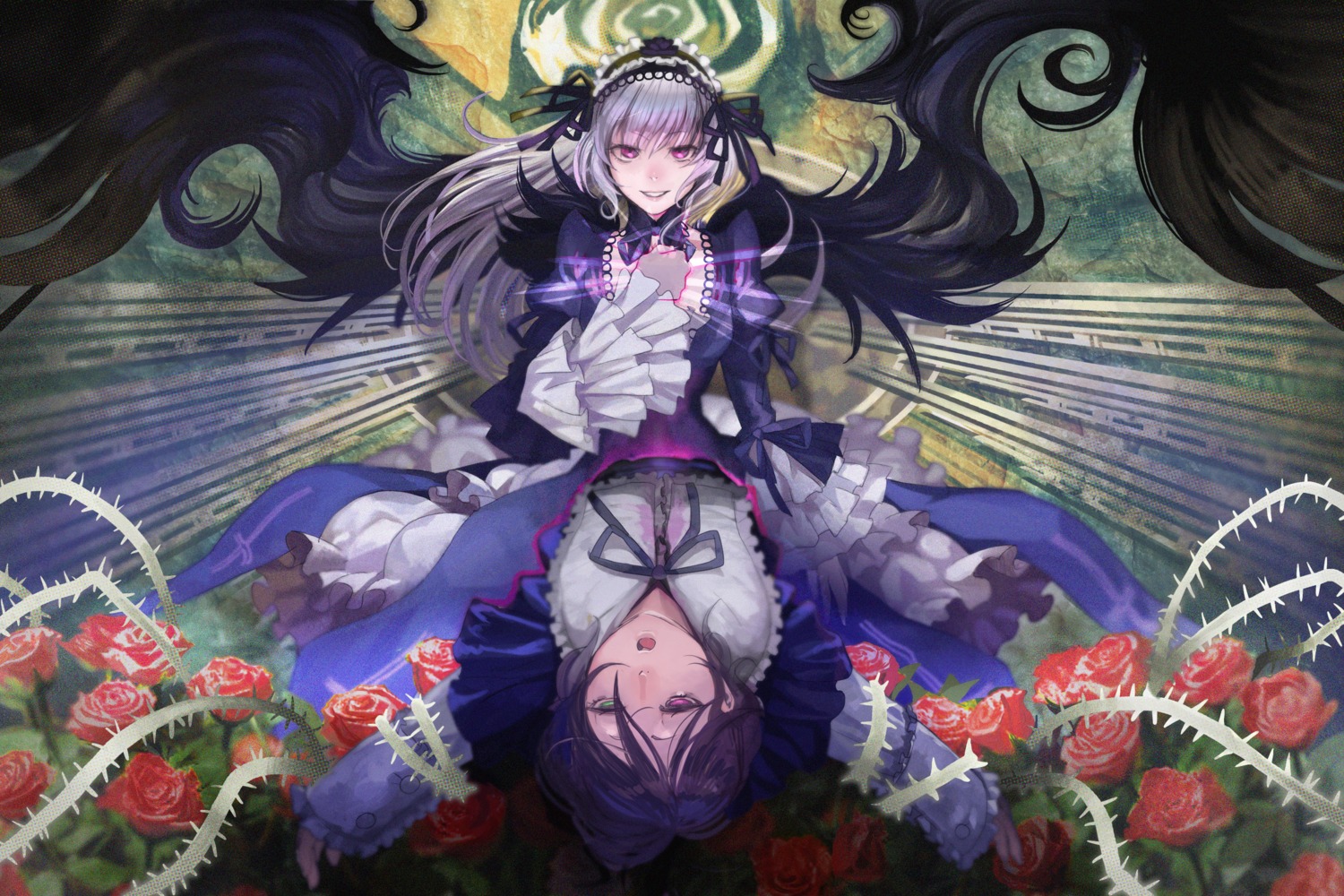 gothic_lolita heterochromia lolita_fashion moruga rozen_maiden souseiseki suigintou wings