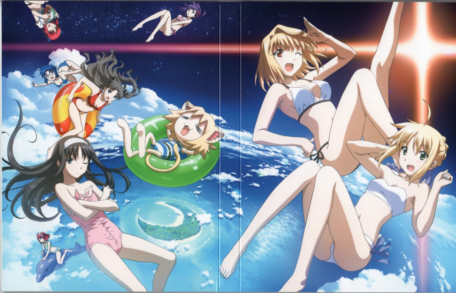 arcueid_brunestud bikini carnival_phantasm ciel crease fate/stay_night hisui kohaku matou_sakura saber swimsuits toono_akiha toosaka_rin tsukihime