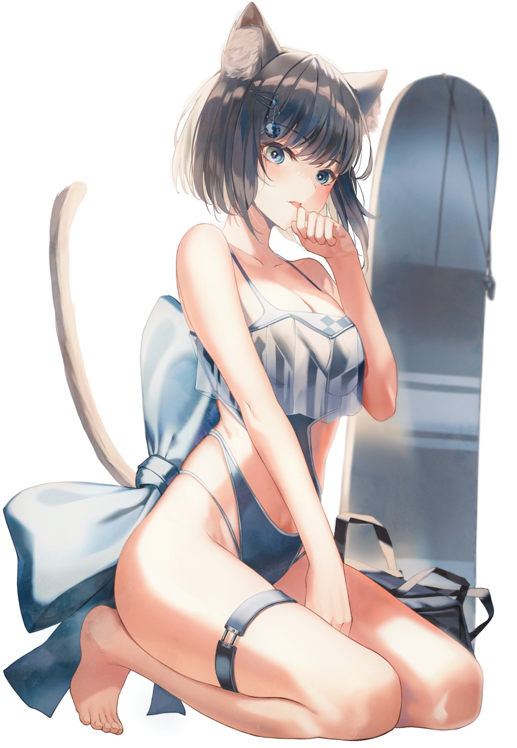 animal_ears garter nekomimi ruda_(ruda_e) swimsuits tail